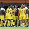 Para pemain Mozambik merayakan gol kedua tim mereka selama pertandingan Grup B Piala Afrika (CAN) 2024 antara Mesir dan Mozambik di Stadion Felix Houphouet-Boigny di Abidjan pada 14 Januari 2024. (SIA KAMBOU/AFP)