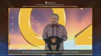 Gubernur Bank Indonesia (BI) Perry Warjiyo dalam Pertemuan Tahunan Bank Indoneisa 2023, di Jakarta, Rabu (29/11/2023). (Arief/Liputan6.com)