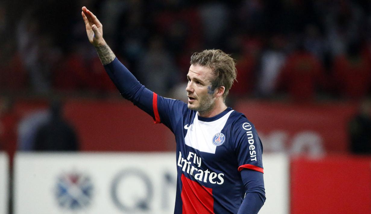 David Beckham adalah salah satu pemain awal yang membantu menempatkan Paris Saint-Germain di peta dunia walaupun penampilannya tak berdampak besar saat pertandingan. Menurut BBC, Beckham juga menyumbangkan gaji £ 1 juta untuk amal anak-anak setempat. (AFP/Kenzo Tribouillard)