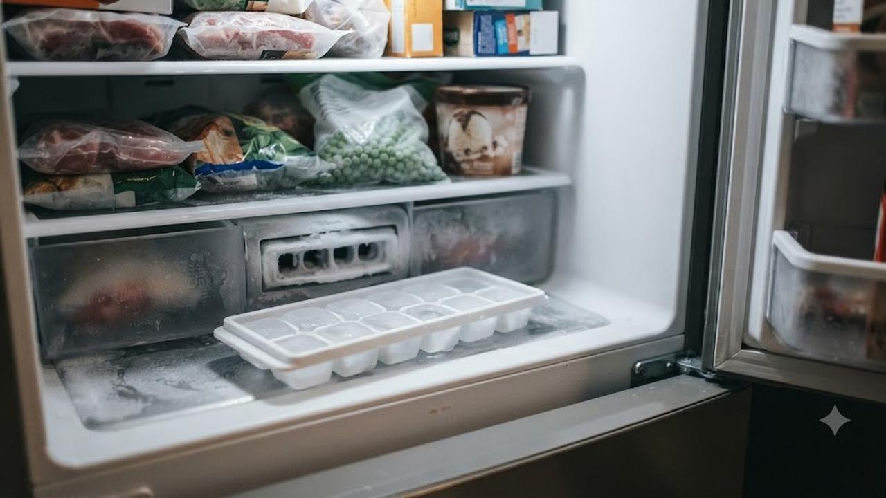 Cetakan Es Batu di Area Freezer yang Paling Dingin (AI Generated)