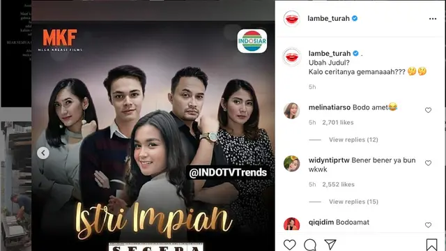 Unggahan soal sinetron Istri Impian