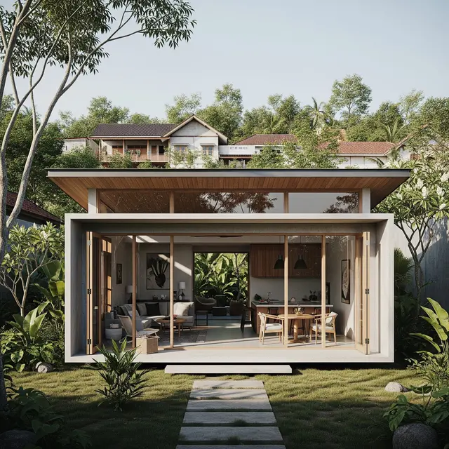 Inspirasi Rumah Atap Datar Model Pendopo di Desa