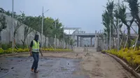 Lokasi pembangunan Jawa Timur Park 3 di Kota Batu. Salah satu bangunannya ambruk akibat longsor dan menimpa pekerja (Zainul Arifin/Liputan6.com)