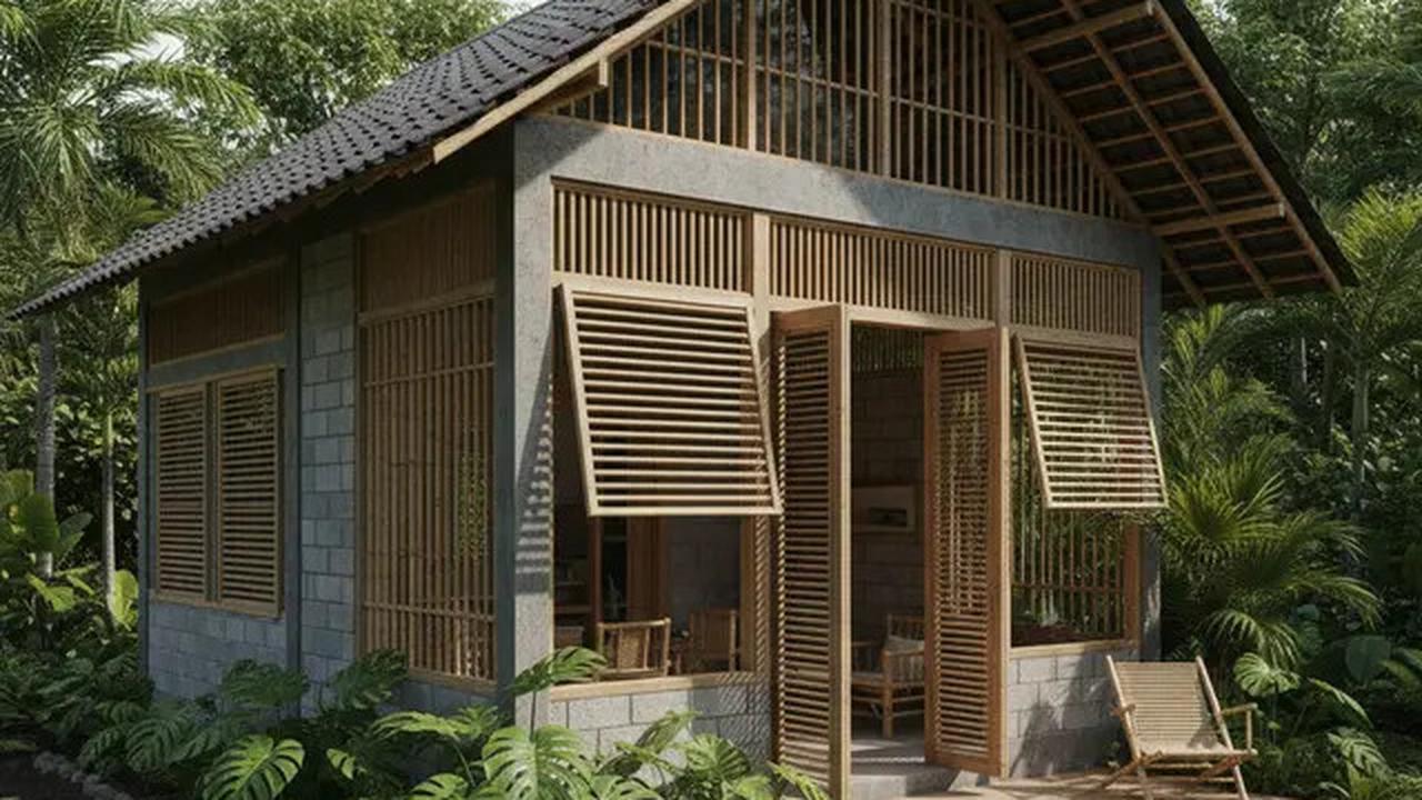 7 Model Rumah Kecil Tapi Cantik 4x6 Meter dari Batako dan Bambu dengan Teras dan Taman Mini