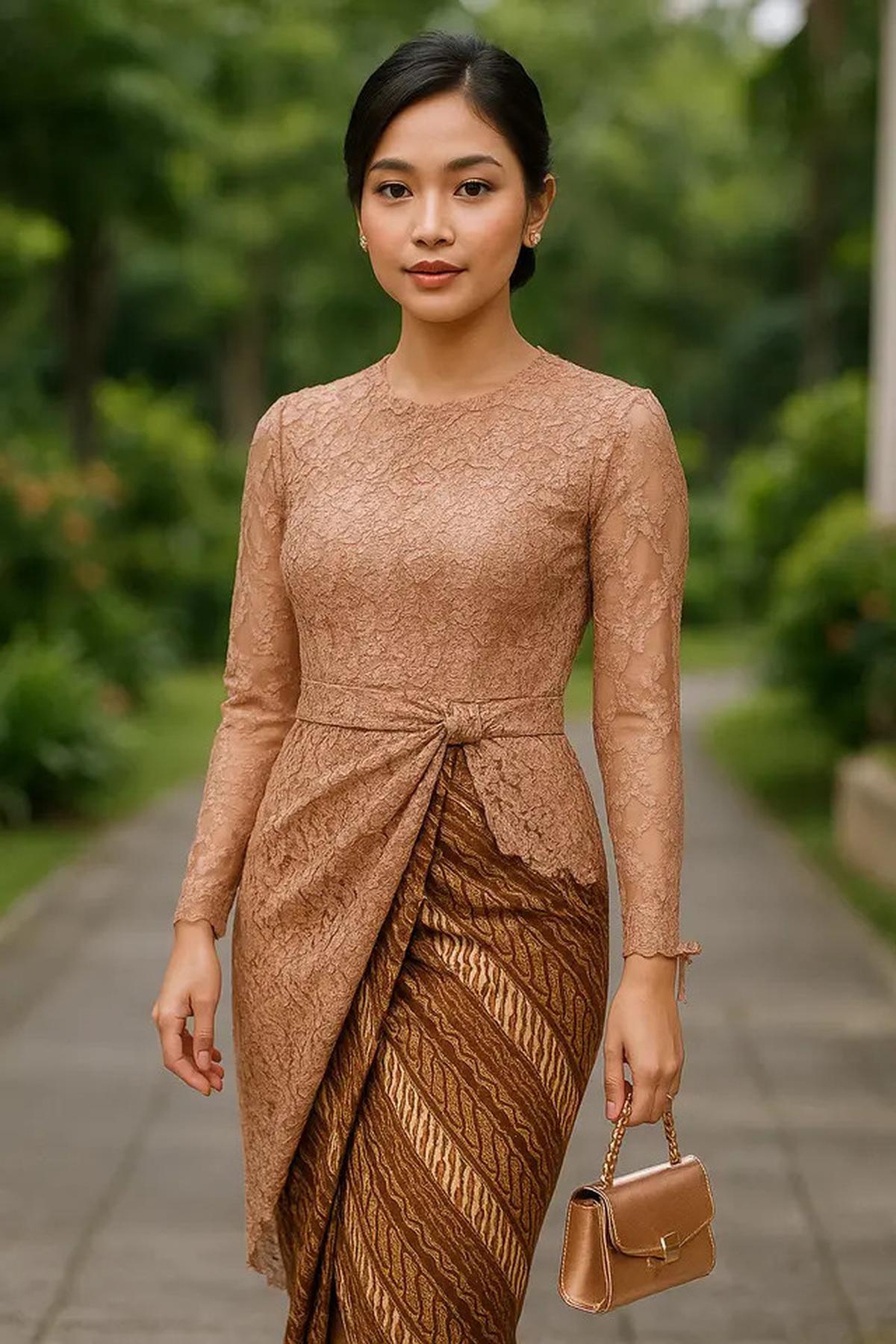 20 Model Dress Batik Kombinasi Brokat Lengan Panjang, Anggun untuk Acara Resmi dan Kondangan