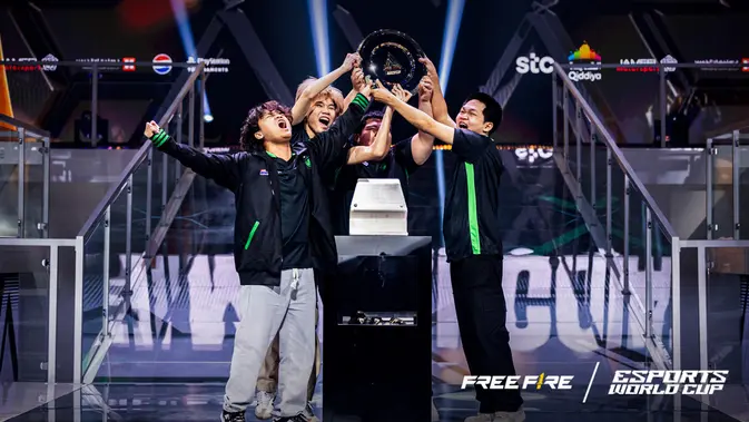 Team Falcons yang berhasil keluar sebagai juara kompetisi EWC: Free Fire 2024. (Dok: Garena Free Fire)