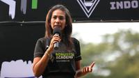 Co-Founder Borussia Academy Indonesia, Saras Desch&nbsp;memberikan keterangan saat Launching Borussia Academy di Deutsche Schule Jakarta, BSD, Tangerang, Sabtu (03/06/2023). (Bola.com/Bagaskara Lazuardi)