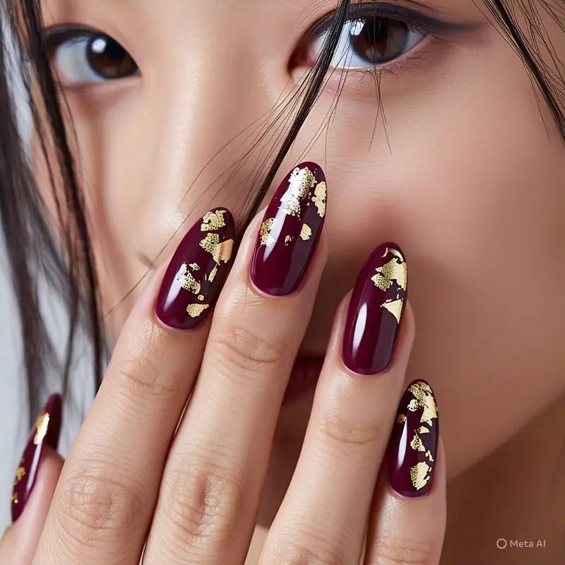 Gaya Nail Art Warna Maroon Elegan