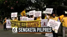 Sidang sengketa Pilpres di Mahkamah Konstitusi dimulai. Puluhan orang melakukan demonstrasi di sekitar gedung MK.