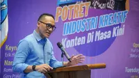 Erik Hidayat Sekjen HIPPI dalam seminar ekonomi kreatif 'Potret Industri Kreatif Konten di Masa Kini' yang digelar di Universitas Trilogi, Kalibata, Jakarta Selatan, pada Selasa (24/10/2023). (Dok. IST)