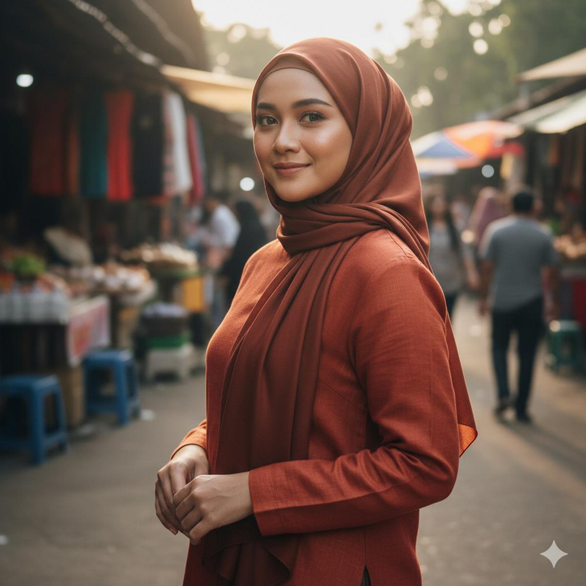 Jilbab dengan Baju Warna Bata