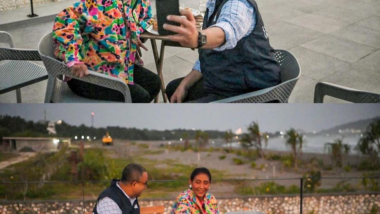 Anies sempat mengajak Susi untuk melakukan selfie setelah beberapa saat melakukan perbincangan. Tak diketahui apa saja yang dibicarakan keduanya selama melewati sore bersama.
