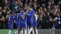 Pemain Chelsea rayakan gol ke gawang Everton  (AP Photo/Alastair Grant)