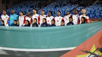 Timnas Mozambik berbaris menjelang pertandingan Grup F Piala Afrika (CAN) antara Pantai Gading dan Mozambik di Stadion Marrakesh di Marrakesh pada 24 Desember 2025. (Khaled DESOUKI/AFP)
