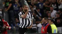 Giorgio Chiellini merayakan golnya ke gawang Lazio. (AP/Riccardo De Luca)