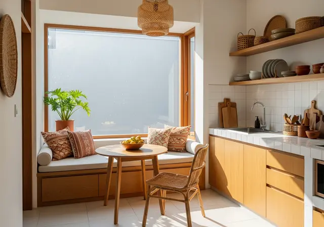 Pemanfaatan Jendela sebagai Area Makan/dapur rumah 3x2 meter dengan kombinasi ruang makan kecil (Sumber: gemini.com)