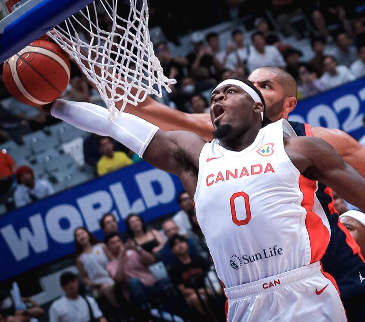 Timnas Basket Kanada mengalahkan Prancis dengan skor 95-65 pada laga pembuka Grup H Piala Dunia FIBA 2023 di Indonesia Arena, Jakarta, Jumat (25/8/2023) malam WIB.&nbsp;