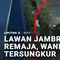 Wanita Lawan Penjambret Sampai Tersungkur ke Aspal