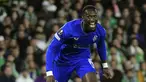 Pemain Glasgow Rangers Abdallah Sima melakukan selebrasi usai mencetak gol ke gawang Real Betis pada pertandingan sepak bola Grup C Liga Europa di Stadion Benito Villamarin, Seville, Spanyol, Kamis (14/12/2023). (CRISTINA QUICLER/AFP)