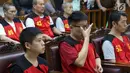 Terdakwa kasus penyeludupan 1 ton sabu asal Taiwan menjalani sidang tuntutan di Pengadilan Negeri Jakarta Selatan, Rabu (7/3). Para terdakwa terancam dengan hukuman mati. (Liputan6.com/Immanuel Antonius)