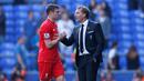  Brendan Rodgers and James Milner saat Laga melawan Everton di Goodison Park, Minggu (05/10/2015). (Action Images via Reuters / Lee Smith)