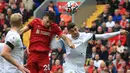 The Reds tampil menekan dari awal dimulainya pertandingan pada babak pertama. Hasilnya, Diego Jota berhasil menjadi keran gol Liverpool pada menit ke-18. Dirinya sukses menanduk bola dari umpan silang yang diberikan Tsimikas. (Foto: AFP/Lindsey Parnaby)