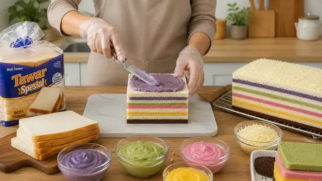 Membuat Kue Lapis Roti Tawar