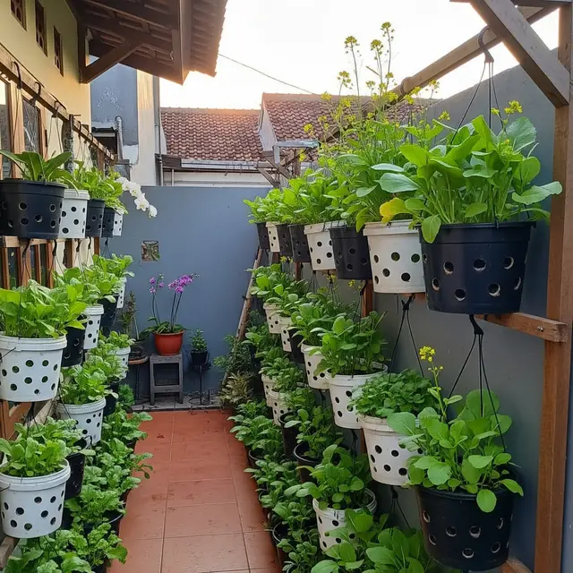 Ide Kebun Gantung Sawi-Sawian Hijau (AI)