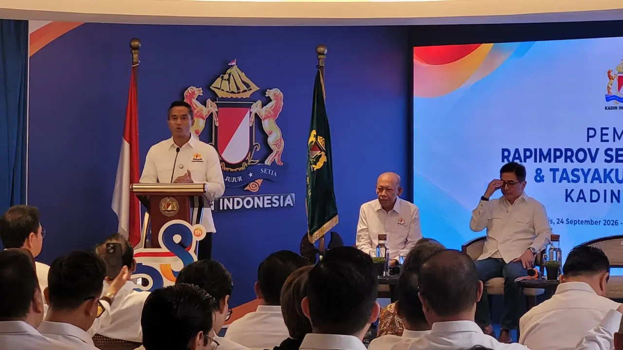 Ketua Umum Kadin Indonesia Anindya Novyan Bakrie dalam rangkaian tasyakuran HUT ke-58 Kadin Indonesia di Jakarta, Kamis (24/9/2026). (Liputan6.com/Dreyandra)