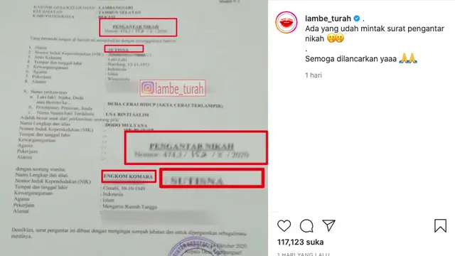 Beredar Surat Pengantar Nikah Sule