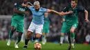 2. Sergio Aguero (Manchester City) - Pada musim 2015-2016, Aguero dipercaya untuk mengenakan nomor punggung 10. Ia menjadi andalan mesin gol skuat The Citizens. (AFP/Ben Stansall)