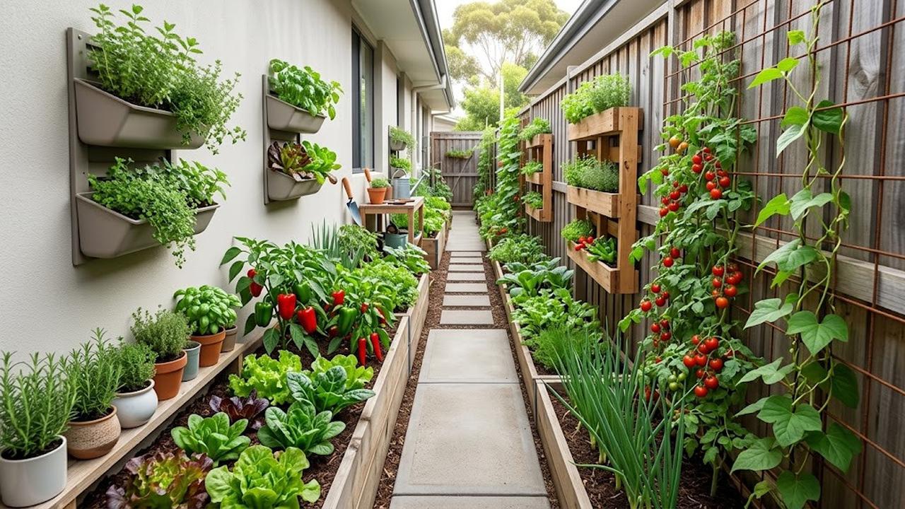 Raised Bed Sempit di Sepanjang Dinding