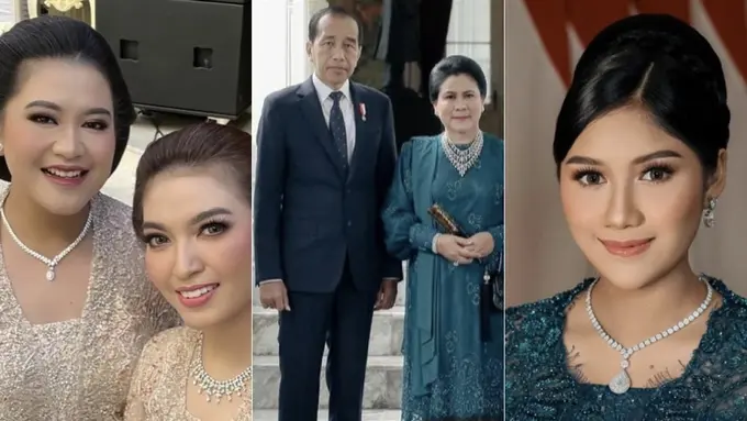 Keluarga Jokowi mengenakan kebaya dipadukan perhiasaan