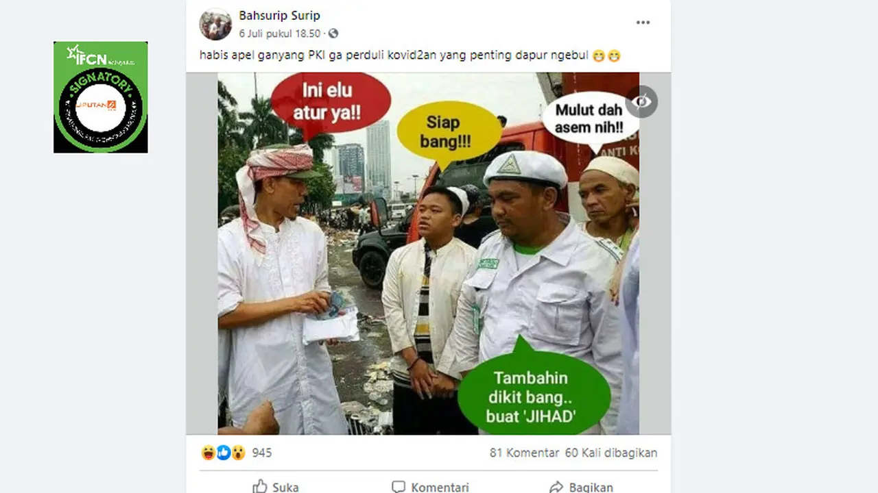 Beredar Foto Massa Bayaran FPI setelah Apel Ganyang PKI? Simak Faktanya