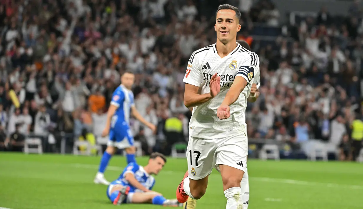 Laga baru memasuki menit pertama, Real Madrid langsung unggul lewat gol Lucas Vazquez. (JAVIER SORIANO/AFP)