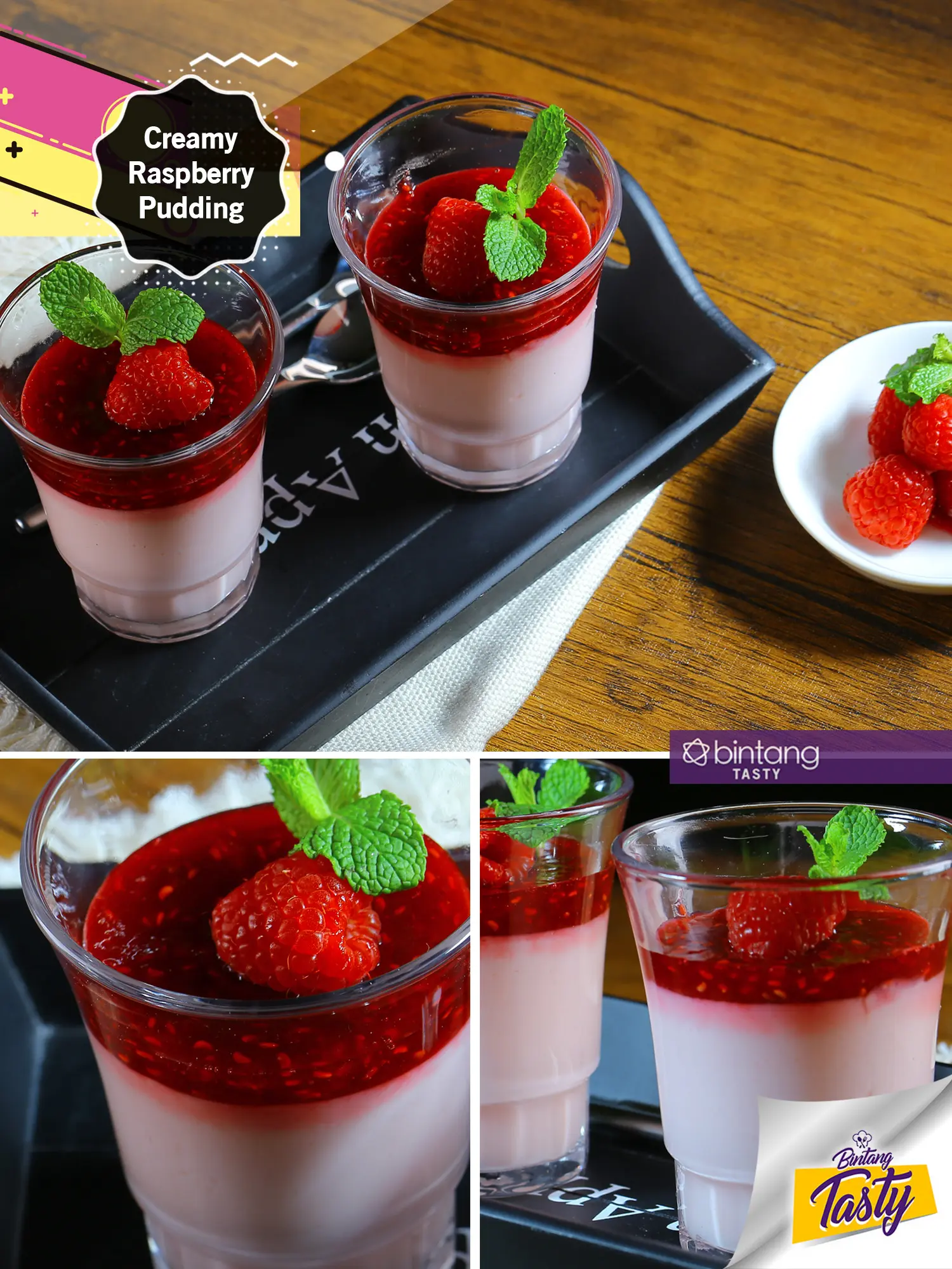 Creamy Raspberry Pudding. (Foto: Bintang.com/Adrian Putra, Digital Imaging: Nurman Abdul Hakim/Bintang.com, Chef: Arum Sari)