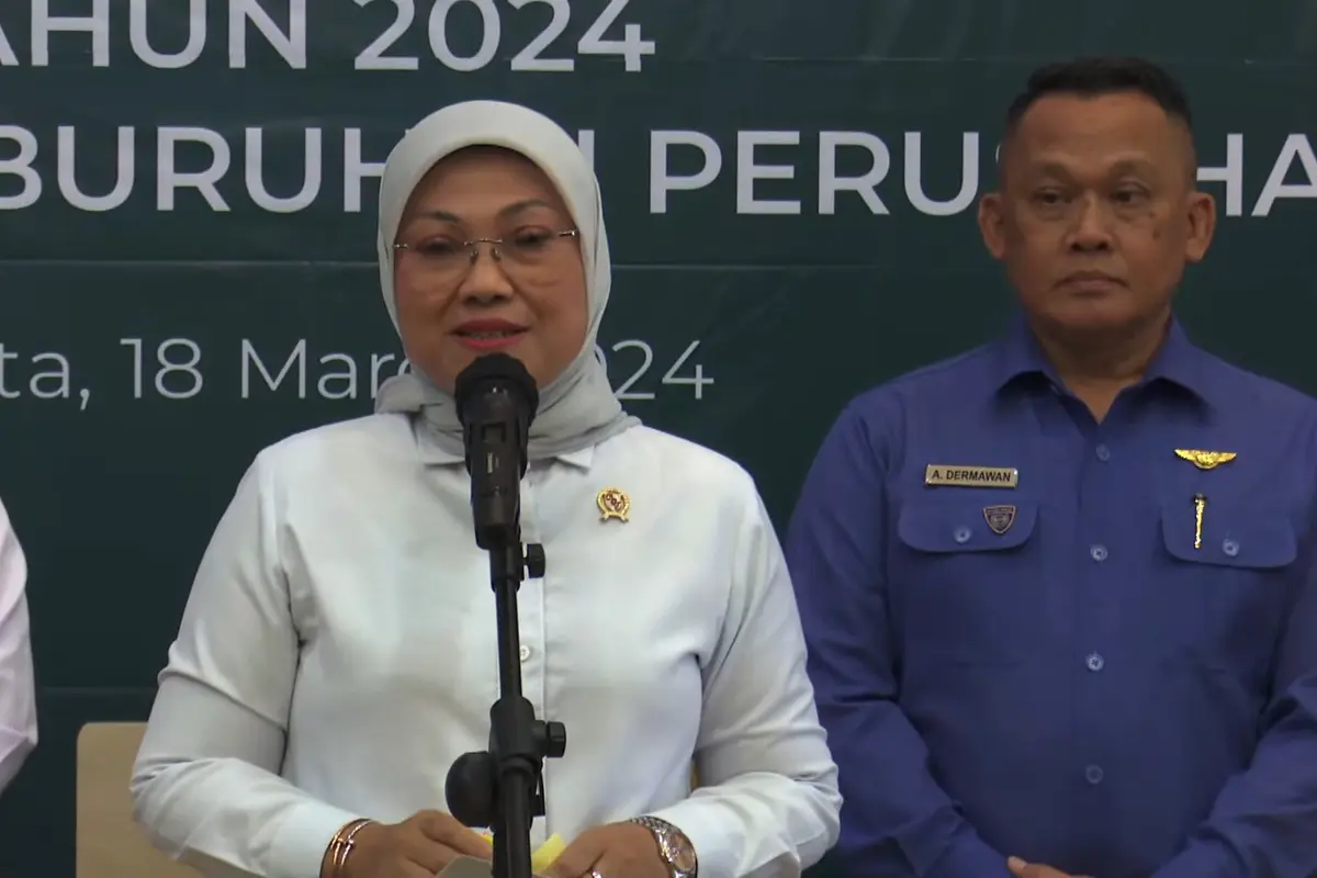 Konferensi Pers Pemberian THR, di Kantor Kemnaker, Jakarta, Senin (18/3/2024). (Foto: Liputan6.com/Arief RH)