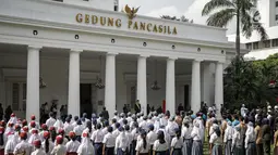 Di Gedung Pancasila ini, Presiden Soekarno yang pada masa itu merupakan anggota BPUPKI memperkenalkan lima sila (Pancasila) di sidang BPUPKI pada 1 Juni 1945, Jakarta, Selasa (30/5). (Liputan6.com/Faizal Fanani)