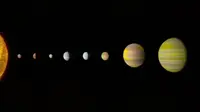 Bintang Kepler-90 dan delapan planet yang mengorbitnya. (NASA)