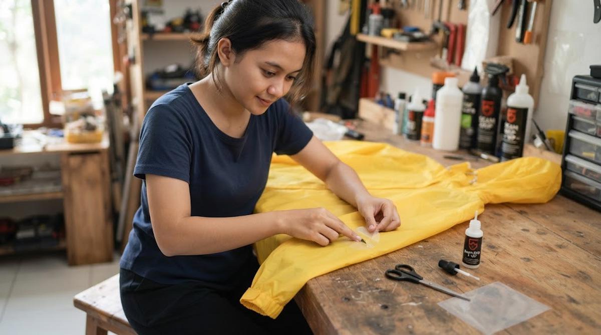 Cara menambal jas hujan bocor