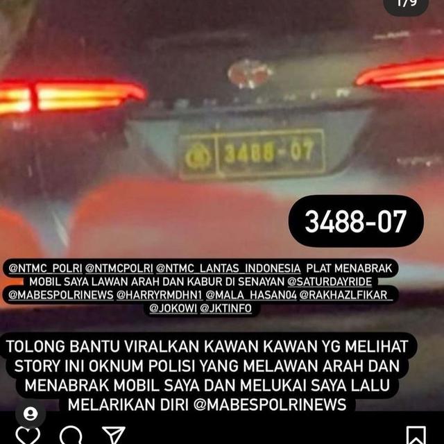 Viral mobil pelat dinas Polri lawan arah dan tabrak pengendara lain di Jaksel