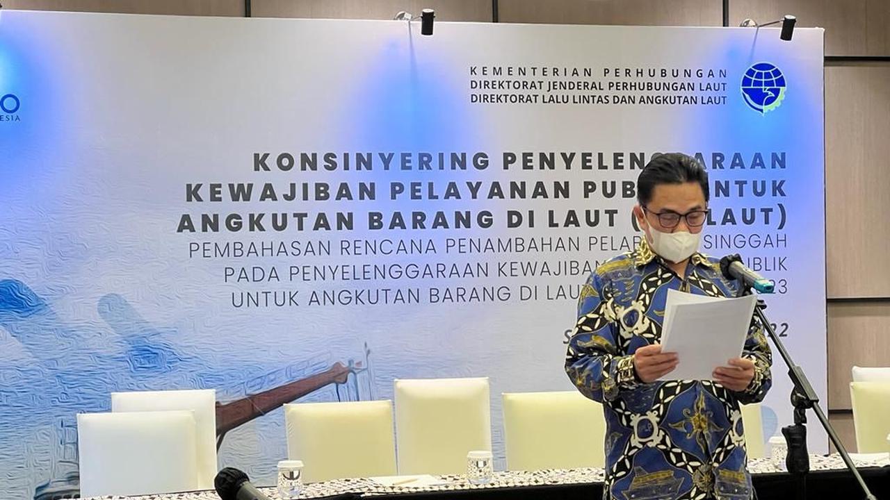 Direktur Lalu Lintas dan Angkutan Laut, Capt Mugen S Sartoto mengatakan bahwa Kementerian Perhubungan tengah mengkaji rencana penambahan pelabuhan singgah rute tol laut pada 2023. (Dok Kemenhub)