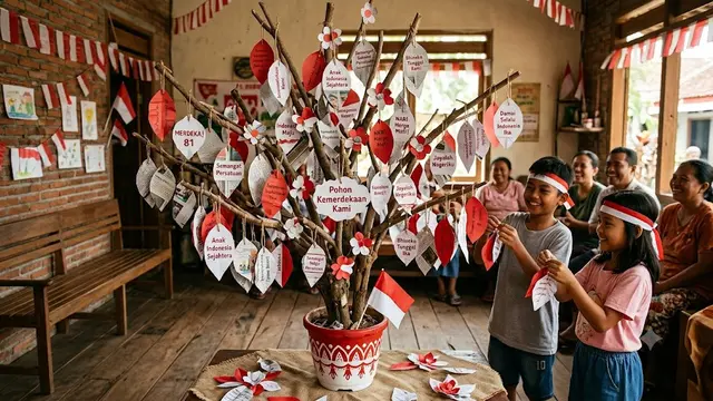 Pohon Kemerdekaan dari Ranting dan Kertas Bekas
