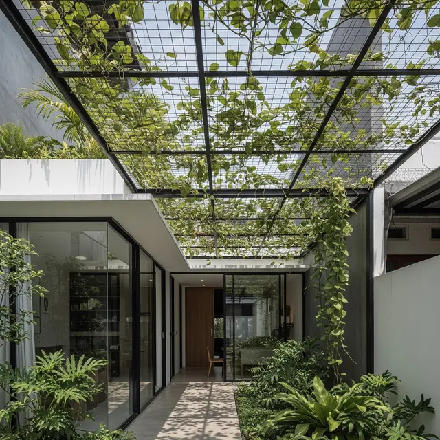 rumah atap datar sebagai taman (roof garden) (Gemini AI)