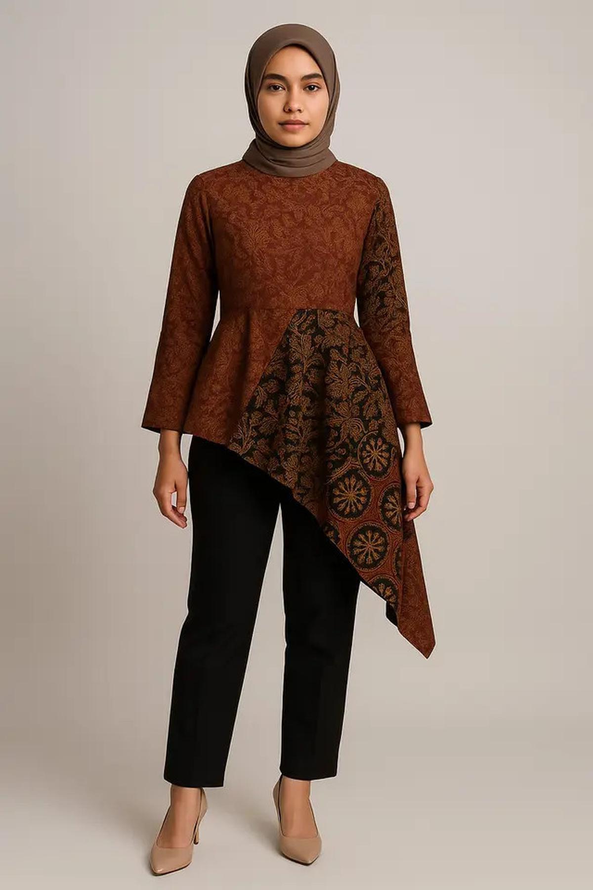 7 Model Atasan Batik Wanita Blouse Asimetris, Bikin Gaya ke Kantor Makin Elegan