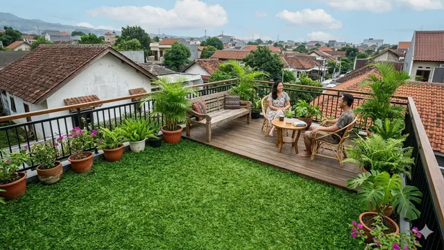 Jenis Tanaman Tahan Panas dan Hujan untuk Rooftop Rumah (Foto: Gemini AI)