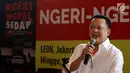 Politikus Partai Golkar Bambang Soesatyo memberikan sambutan saat peluncuaran bukunya di Jakarta, Minggu (10/9). Buku tersebut berisi penggambaran kondisi bangsa meliputi permasalahan ekonomi hingga munculnya SARA dalam pilkada. (Liputan6.com/Johan Tallo)