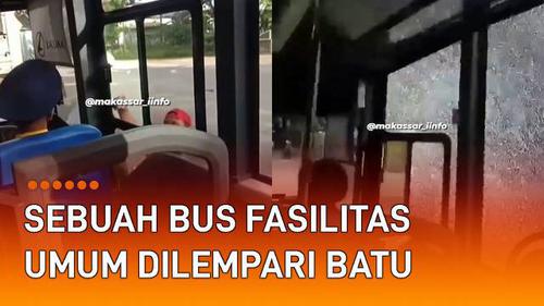 VIDEO: Ngeri, Sebuah Bus Fasilitas Umum Dilempari Batu Oleh Orang Tak Dikenal