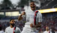Pada menit ke-23 Milan berhasil unggul atas Juventus lewat sundulan Malick Thiaw usai meneruskan umpan tendangan bebas Theo Hernandez. (AP Photo/Ashley Landis)