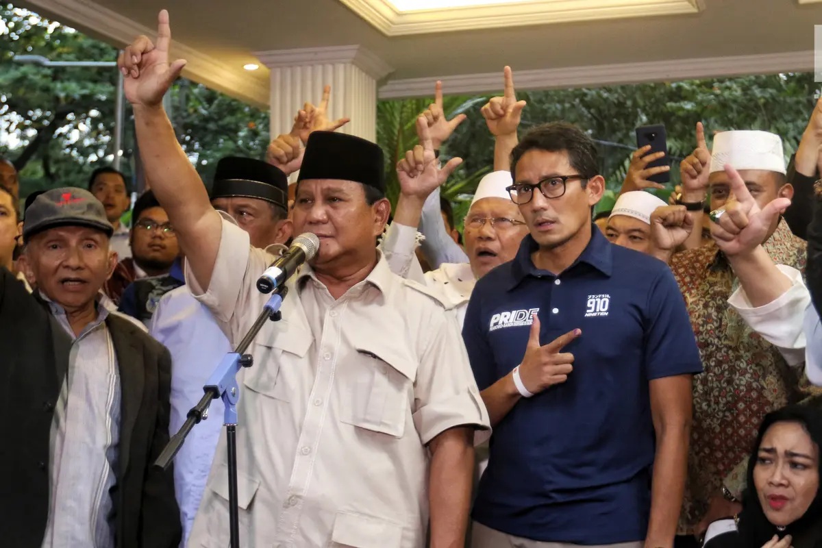 Didampingi Sandiaga, Prabowo Kembali Deklarasi Menang Pilpres